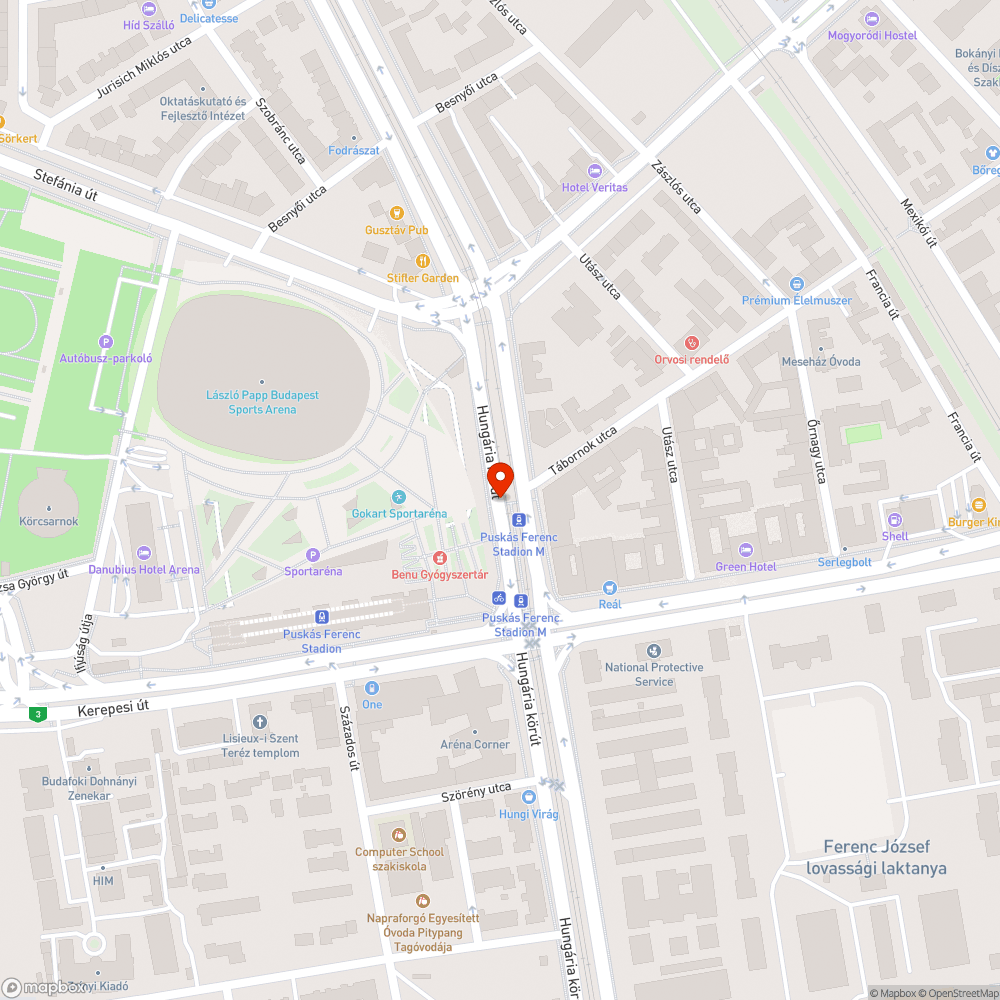 Veszélyes lámpával ellátott gyalogos átkelőhely a Stadionoknál. bejelentés helye