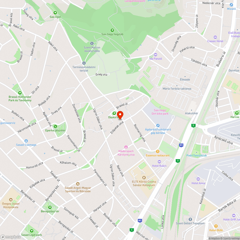 Kátyú a Dayka Gábor utca és az Előpatak utca kereszteződésében bejelentés helye