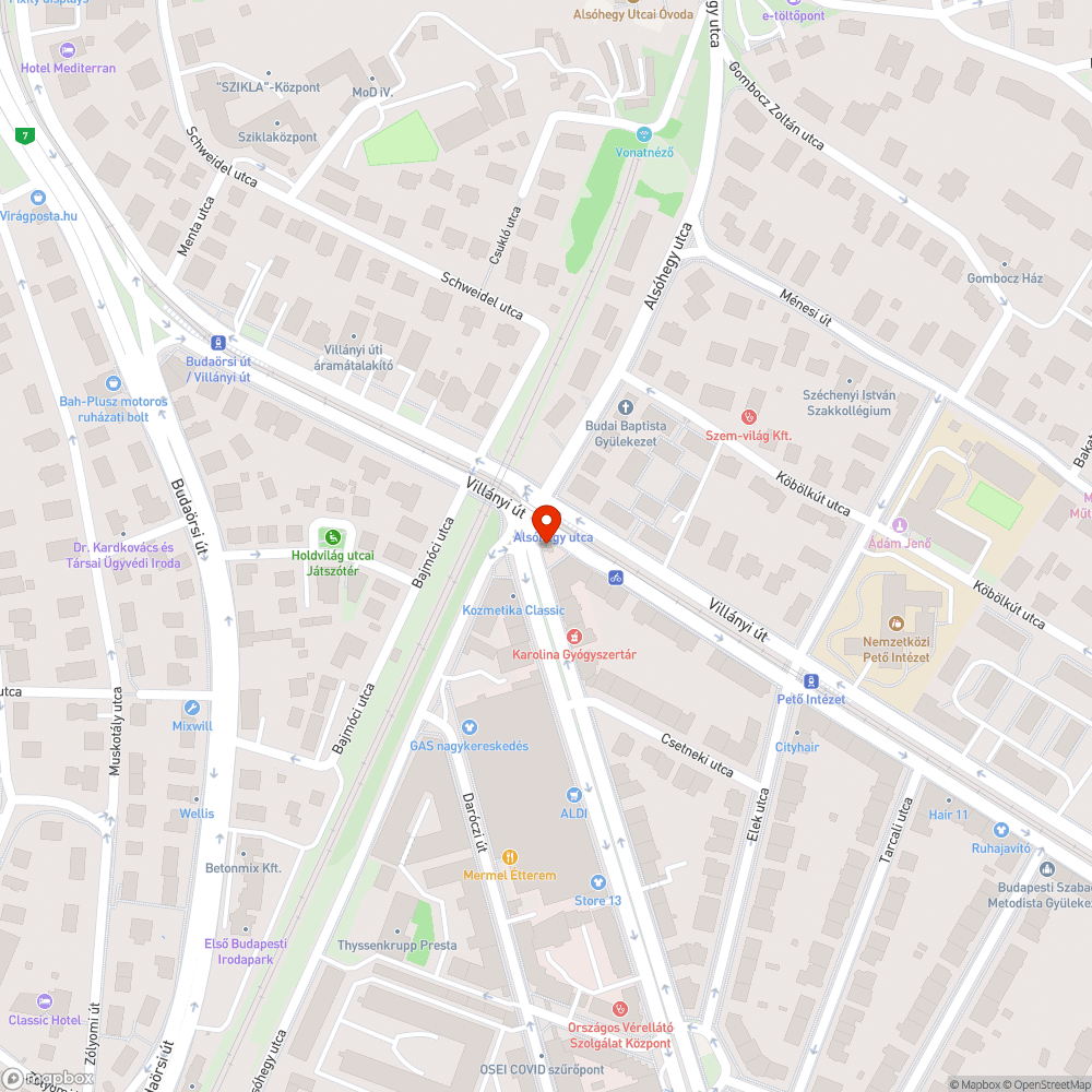 Beszakadó repedt fedlap a Karolina út/Villányi útnál bejelentés helye