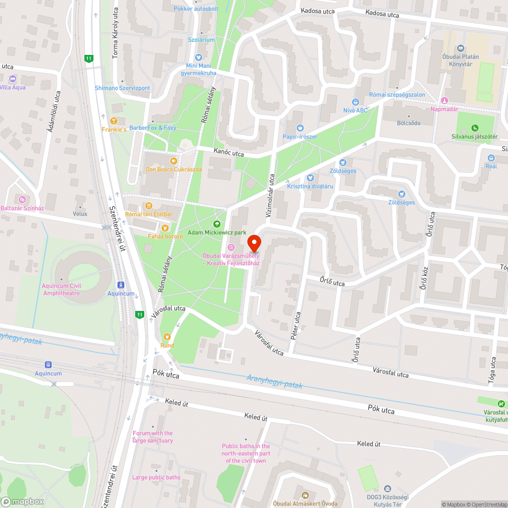 Menetrend szerinti Vizimolnár utcai kátyú bejelentés helye