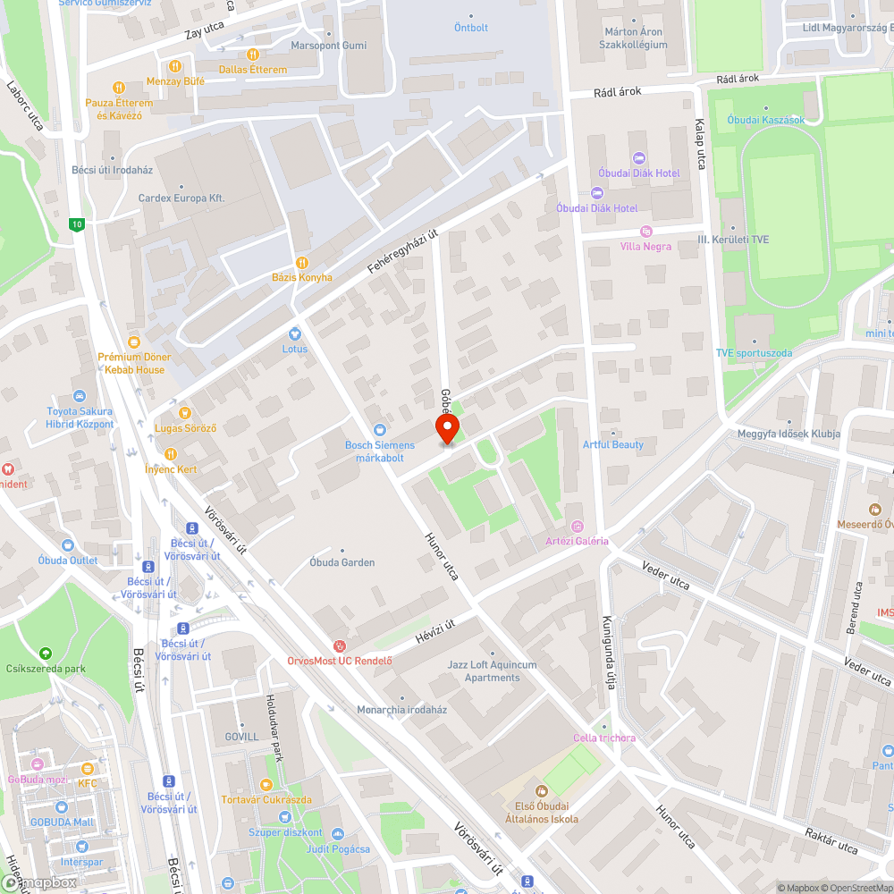 Kátyú III. ker. Góbé utca bejelentés helye