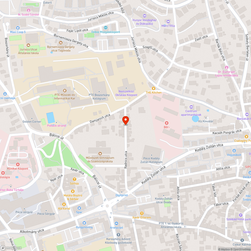 Kátyú a Radnics utcában bejelentés helye