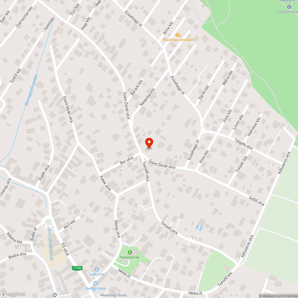 Leszakadt út bejelentés helye