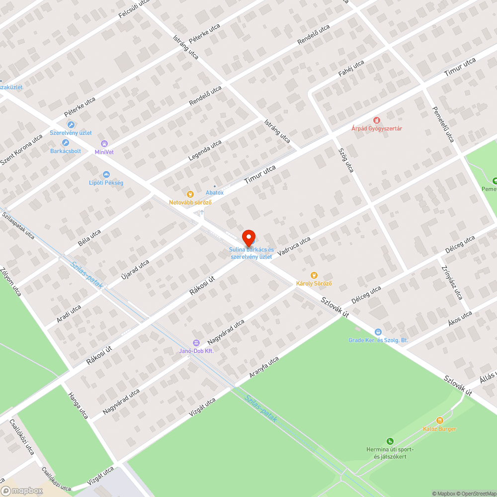 Jobbra kanyarodó kiegészítő lámpa hiánya a Rákosi út Szlovák út kereszteződésben bejelentés helye