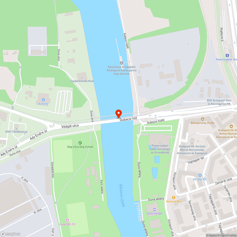 Gubacsi híd kerékpárút jeges bejelentés helye