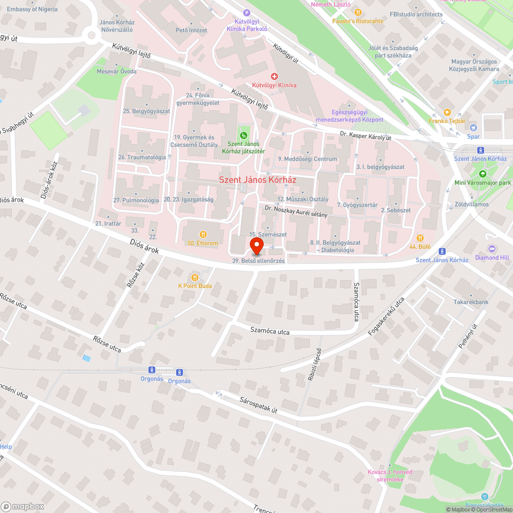 János kórház, Diós árok parkolási mocsár bejelentés helye