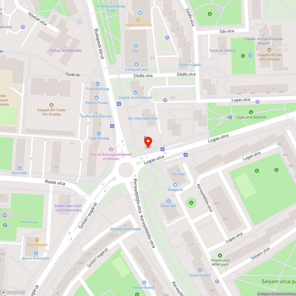 Kátyús zebra a Csillag téren bejelentés helye