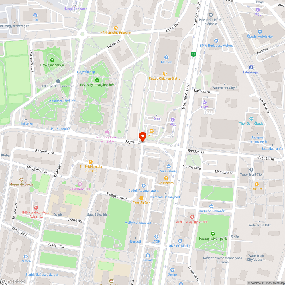 Kereszteződésbe beszoruló autók (Bogdáni - Kerék u.) bejelentés helye