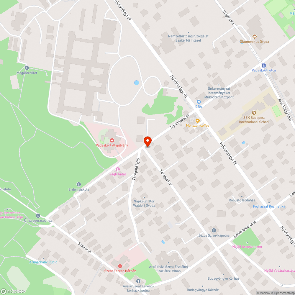 Megdőlt tábla a Tárogató és Lipótmezei út sarkán bejelentés helye