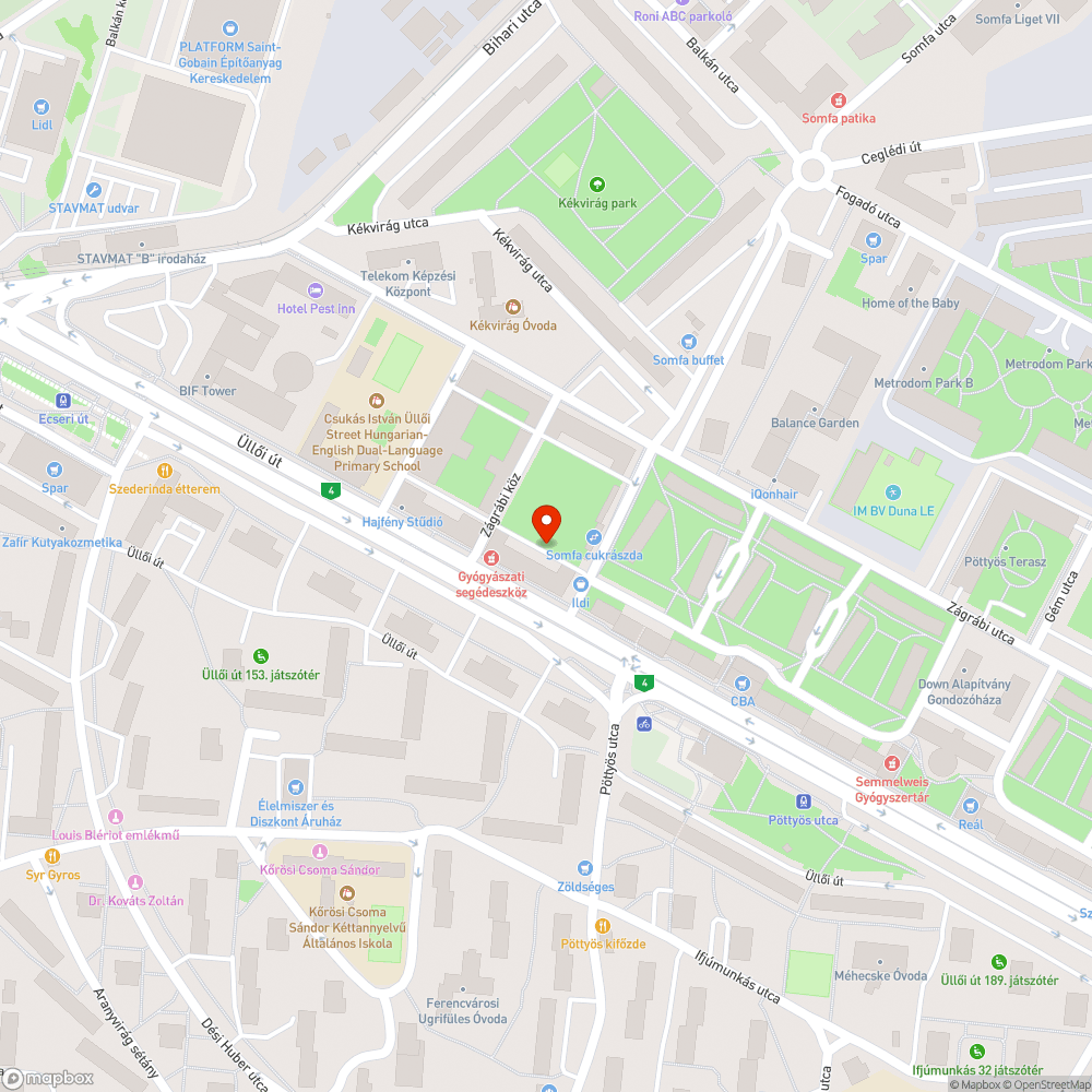 Üllői út közepén hagyott autó bejelentés helye