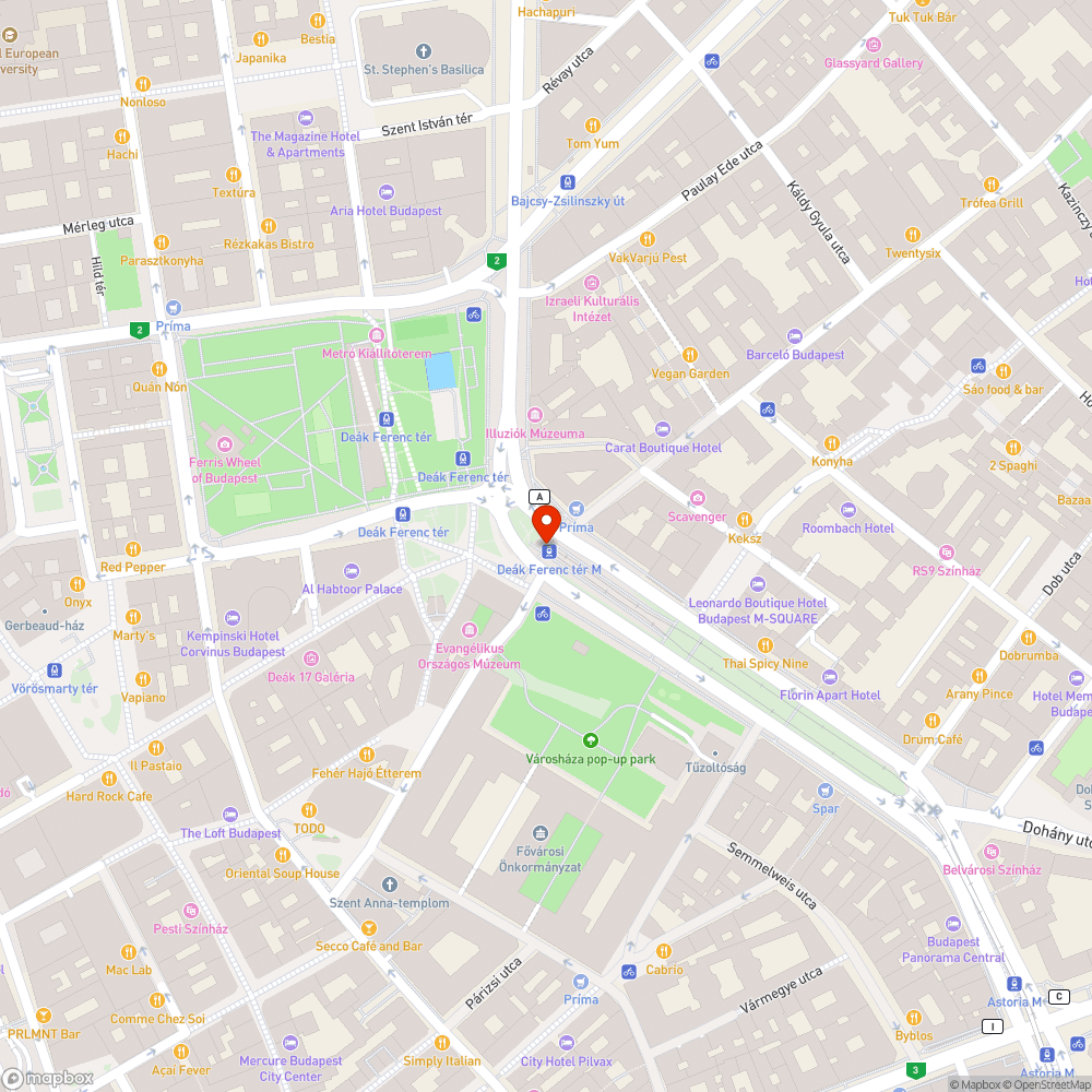 Eltömődött esővíz elvezető a Deák téren bejelentés helye