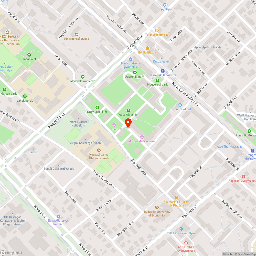 Angol utcában (Kalapács u. - Wass Albert tér közötti szakasz) nem működő közvilágítás bejelentés helye