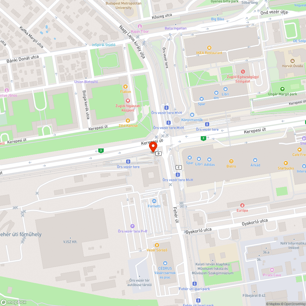 Koszos állomás bejelentés helye