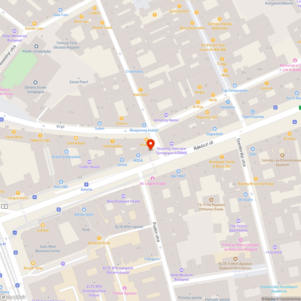 Rákóczi út - Síp utca akadálymentesítés bejelentés helye