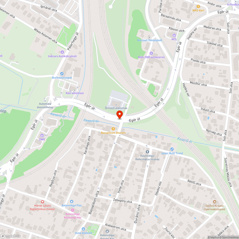 Egér út - Bazsalikom utca hiányzó jobbra kanyarodó zöld jelzés bejelentés helye