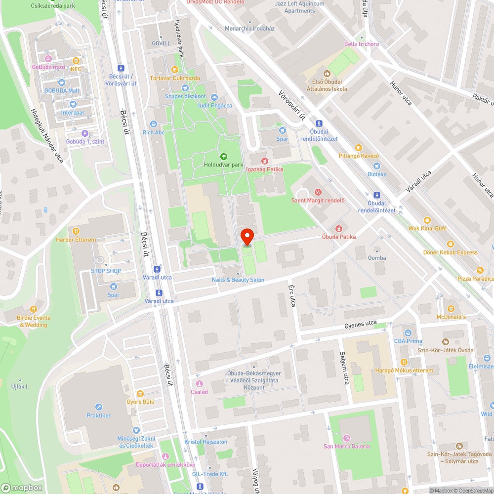 Szemetes-hiány a Holdudvar parkban bejelentés helye