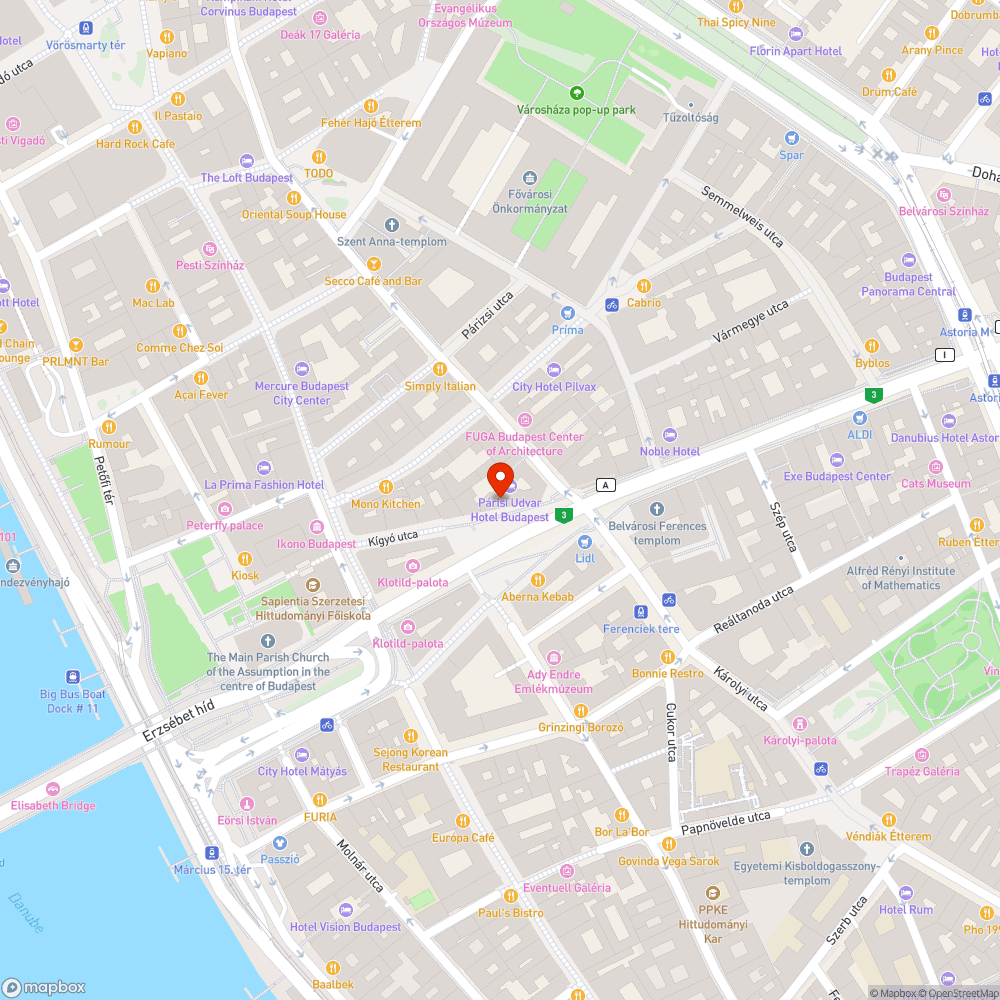 V. ker. Ferenciek tere - padjavítás bejelentés helye