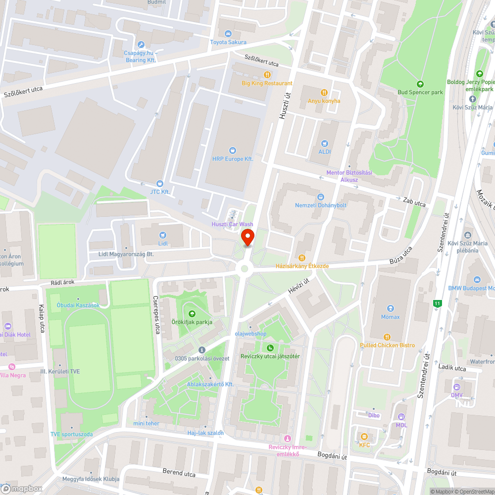 Huszti úti kátyúk bejelentés helye