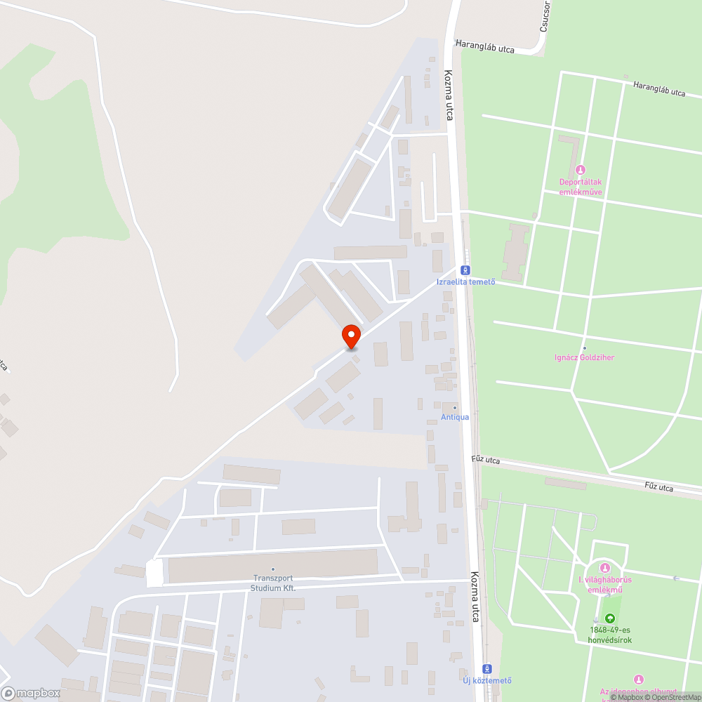 Bp., Kozma utca teljes szakasza kátyús bejelentés helye