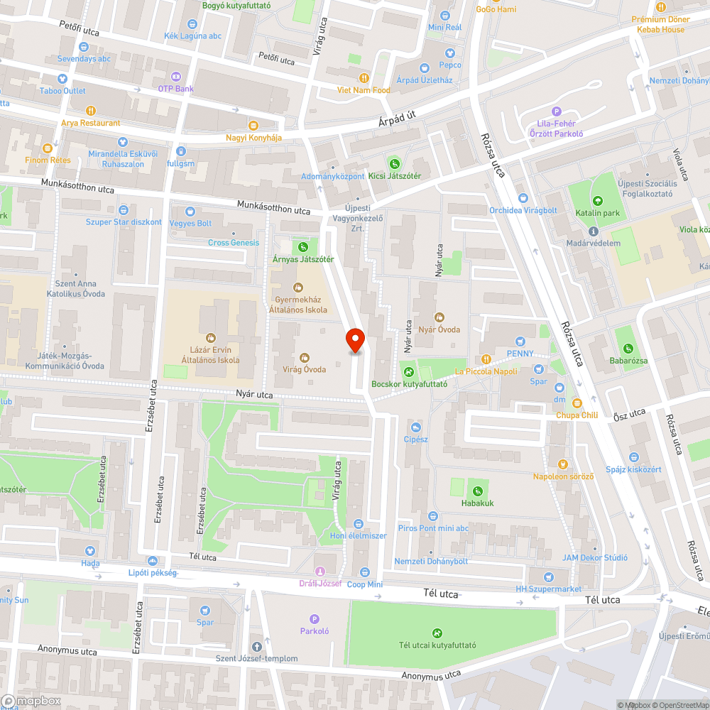 Méretes kátyú a Virág utcában bejelentés helye