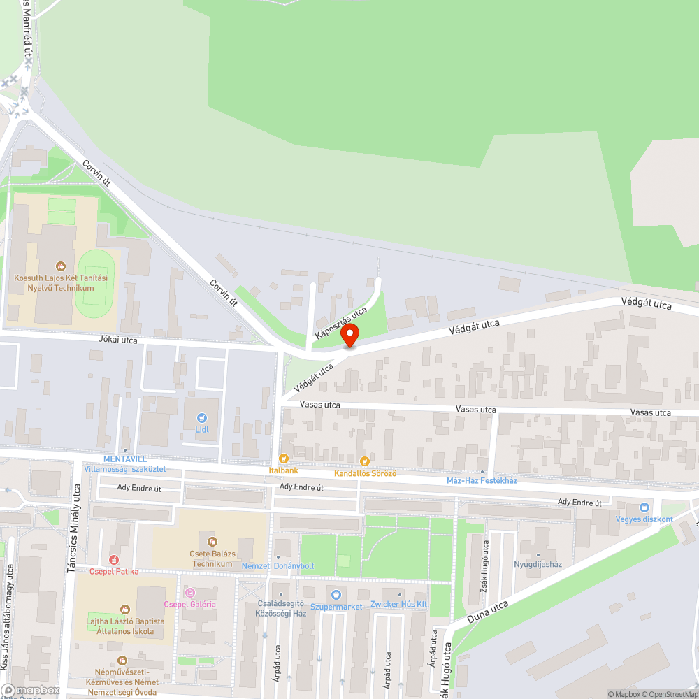 Csepel Corvin út szemét bejelentés helye