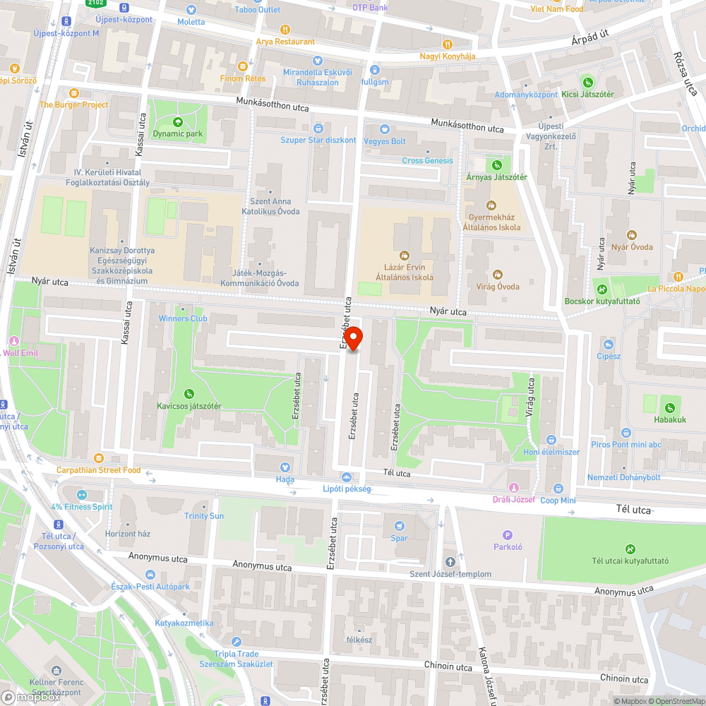 Elhagyott autók az Erzsébet utcában bejelentés helye