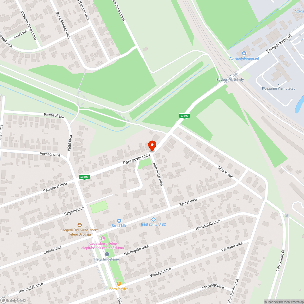 Szeged - Klebersberg-telep kátyú bejelentés helye