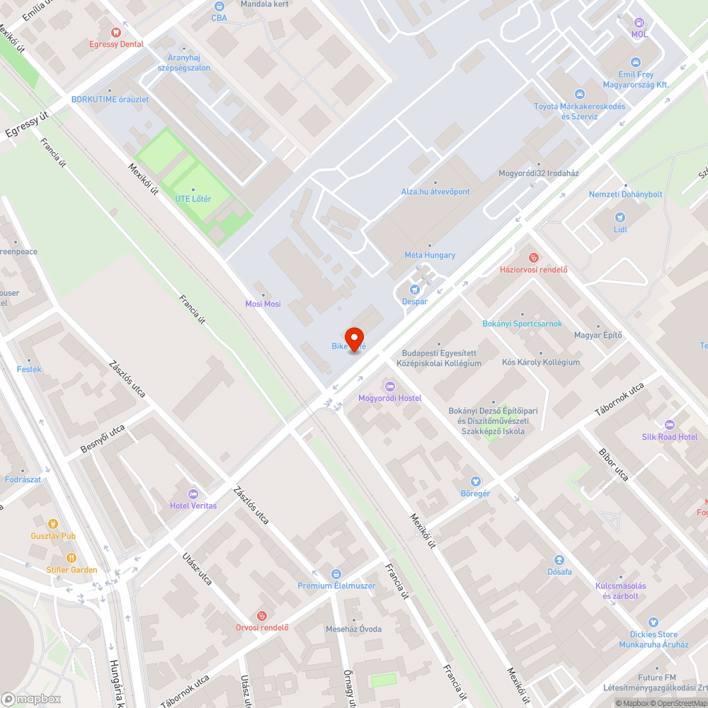 Óriás kátyú a Mogyoródi úton bejelentés helye