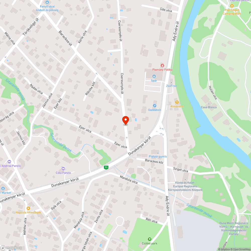 Kátyú a Barackos út közepén bejelentés helye