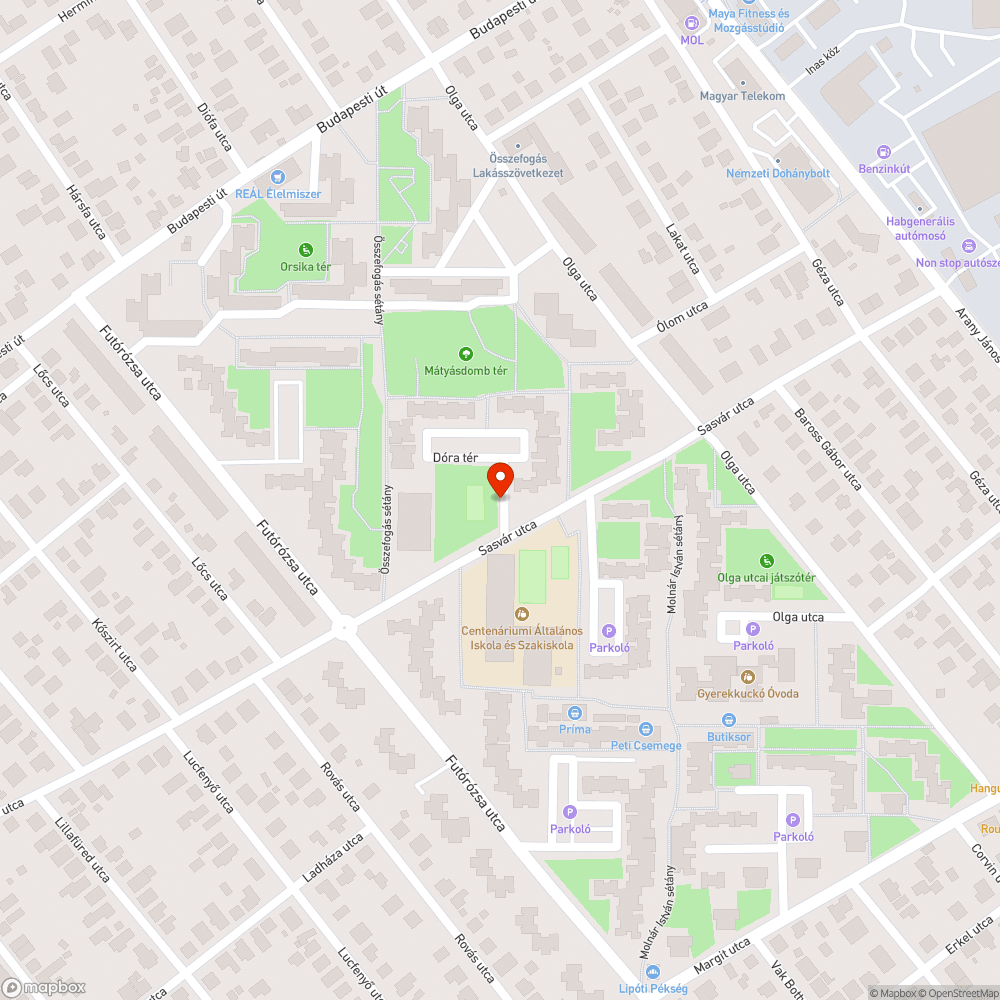 Dóra tér kátyú bejelentés helye