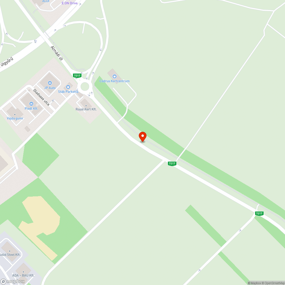 Kátyúk/széteső út bejelentés helye