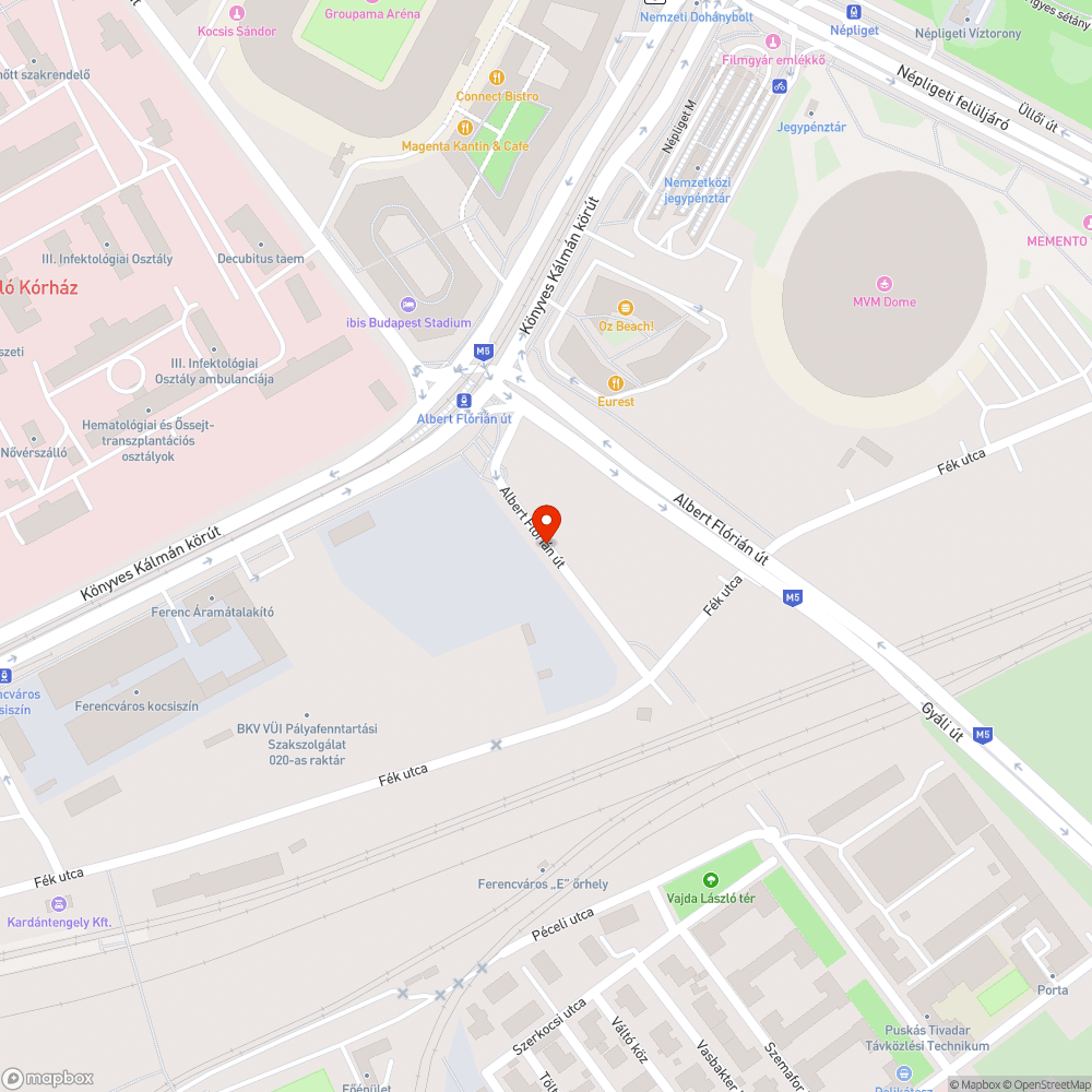 Elhagyott autók a Albert Flórián úton bejelentés helye