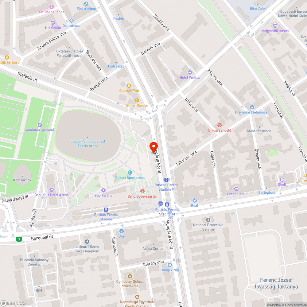 Tábla a Puskás Ferenc Stadionnál bejelentés helye