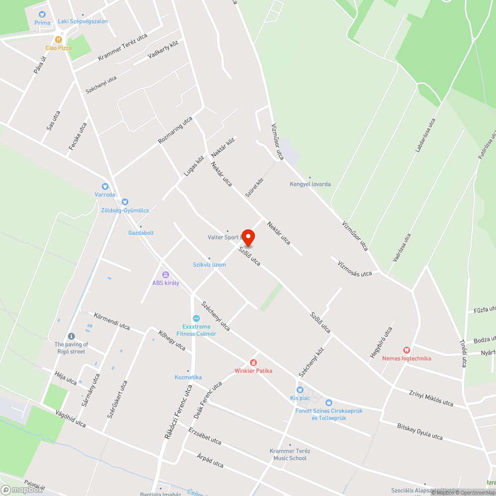 Rozsdás transzformátor (Szőlő utca) bejelentés helye