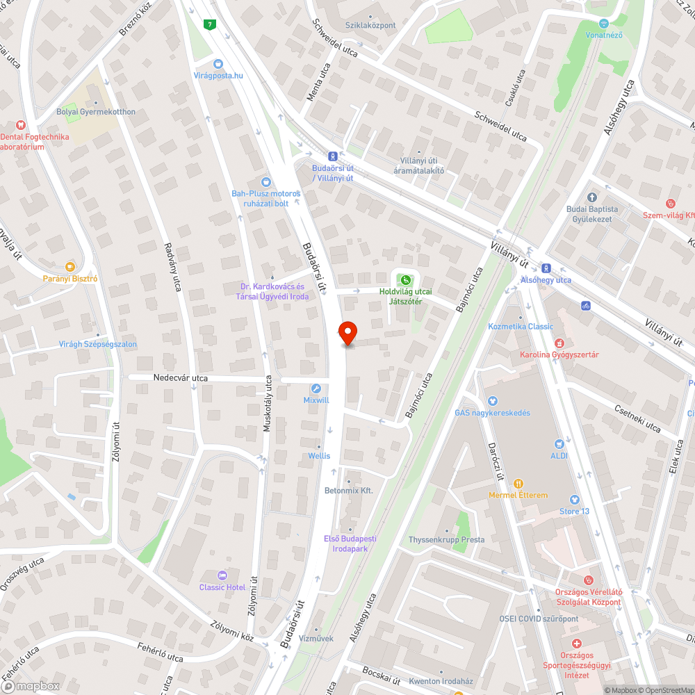 Főútvonal tábla járdán bejelentés helye