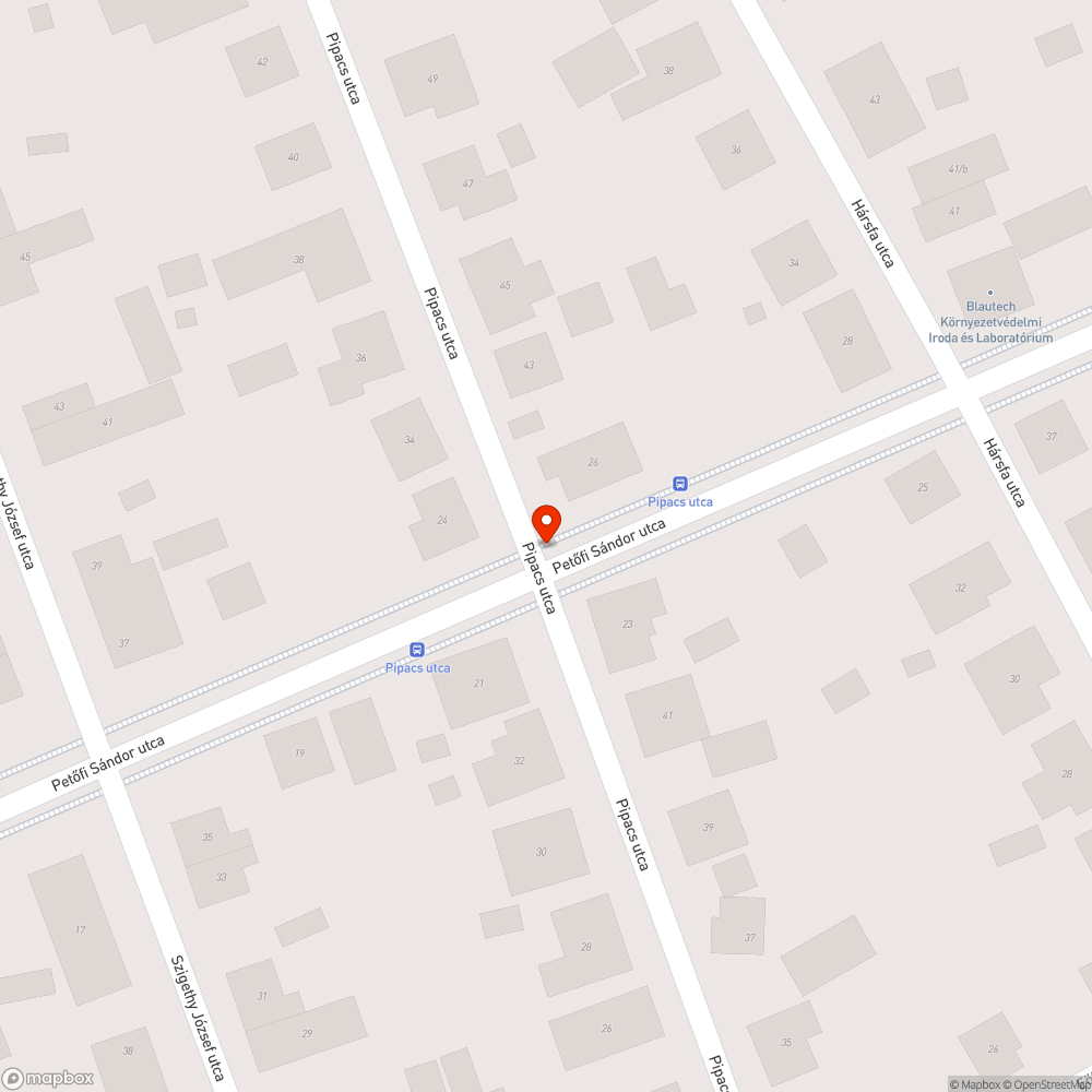 Áthelyezett buszmegálló tábla, Pipacs utcai megálló bejelentés helye