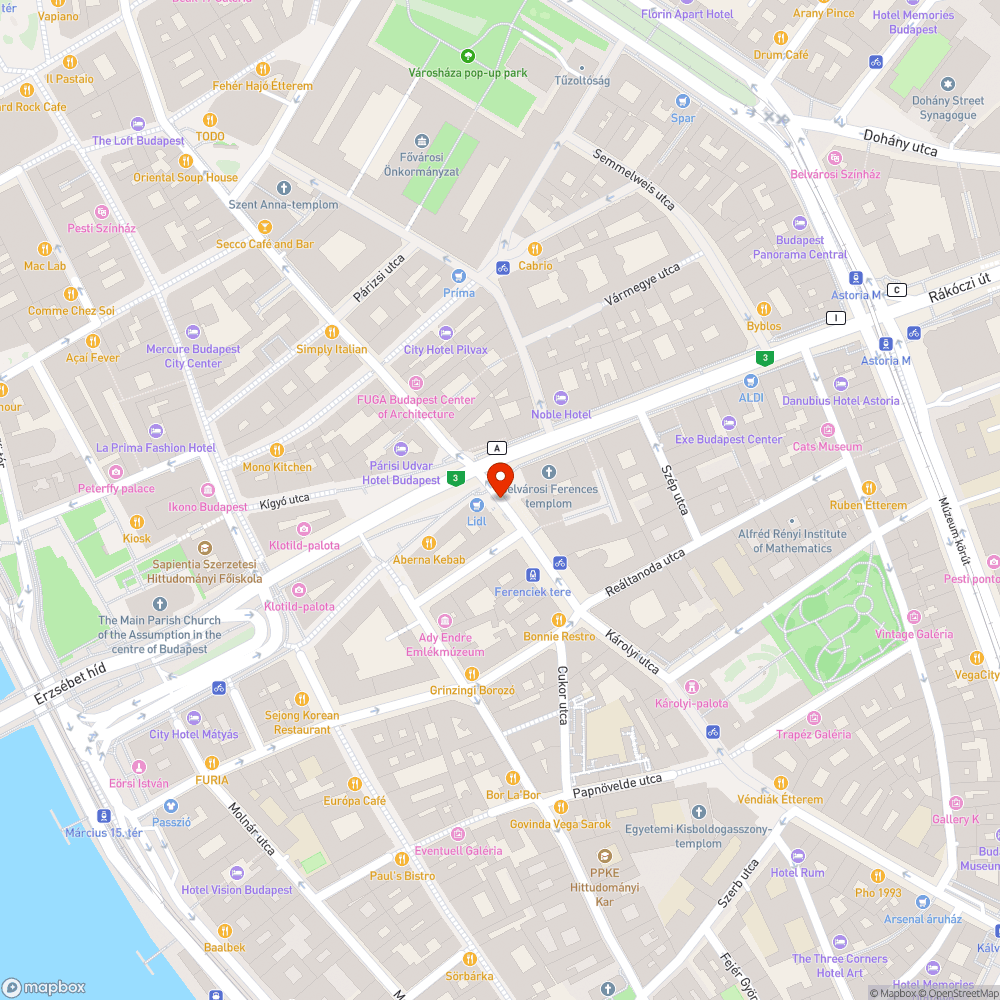 Parkolás - Budapest, Ferenciek tere bejelentés helye