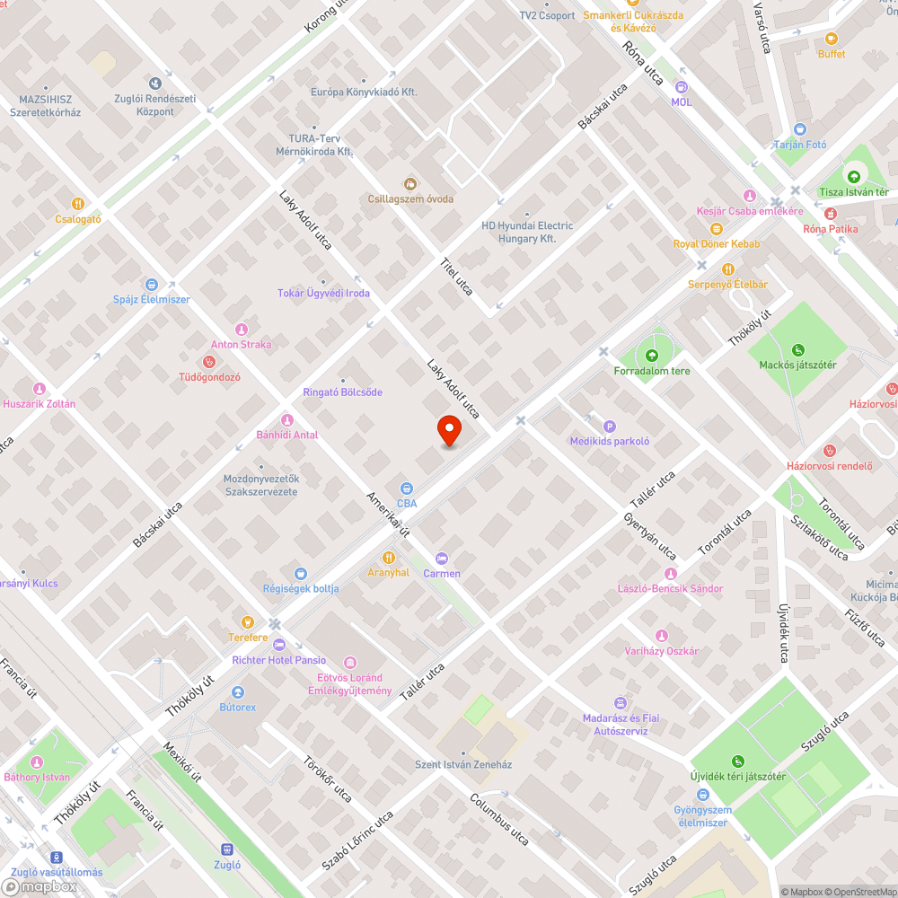 Számos kátyú bejelentés helye