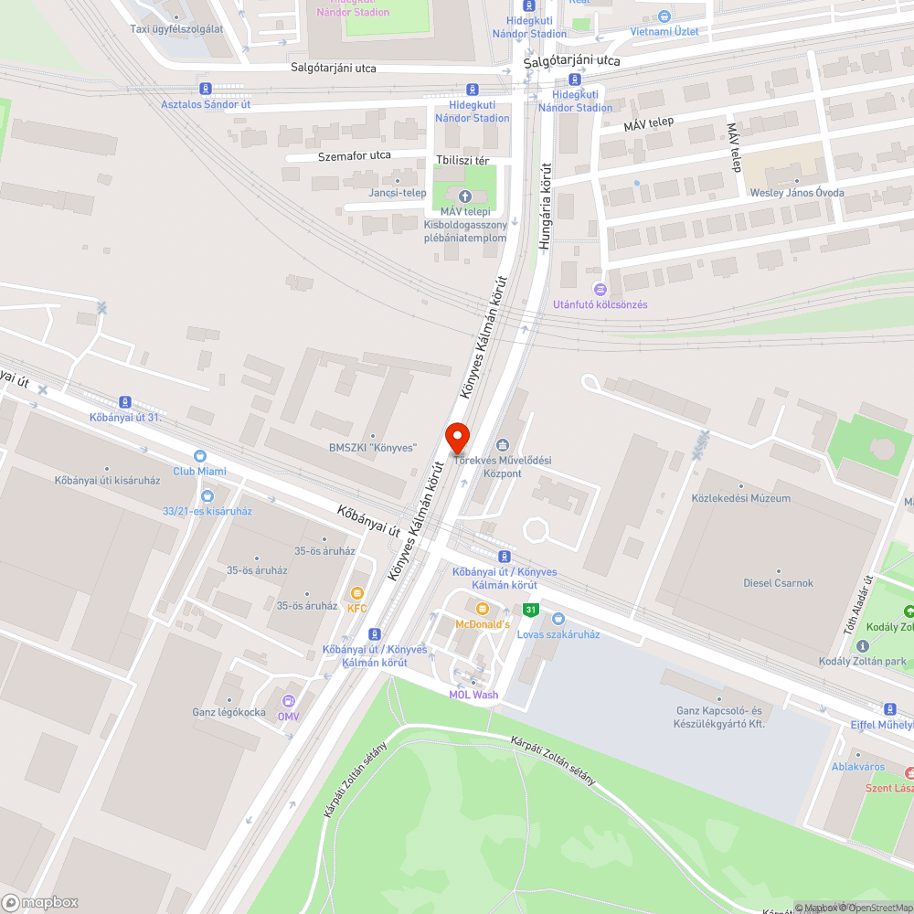 Ottfelejtett oszlop bejelentés helye