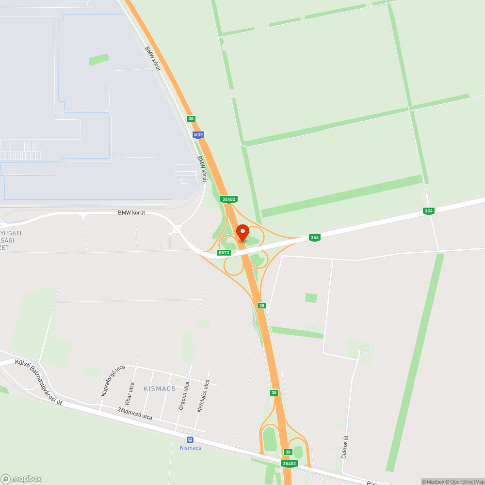 megtört útburkolat (M35-ös) bejelentés helye