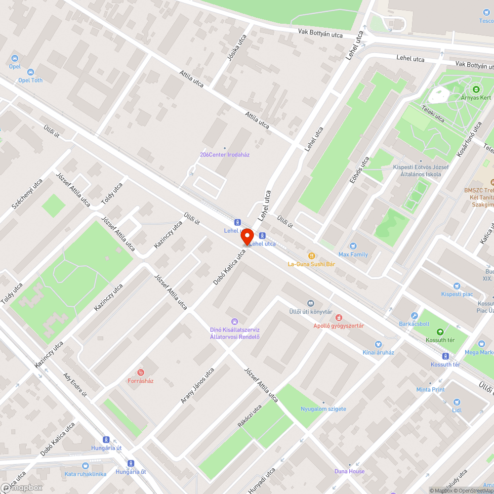 Szervíz út kátyús bejelentés helye