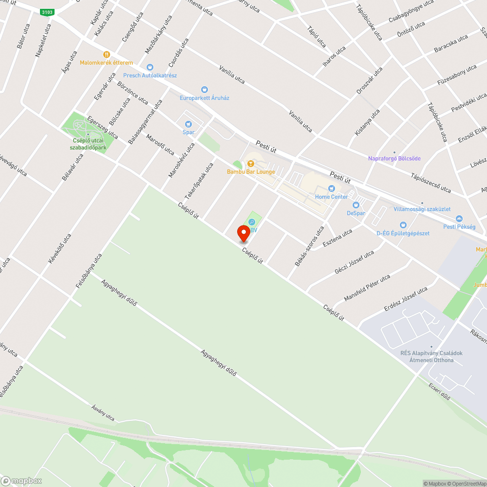 Beszakadt úttest bejelentés helye