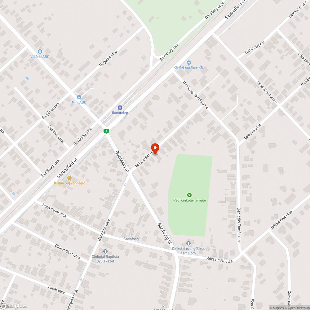 Műszerész utca kátyú bejelentés helye