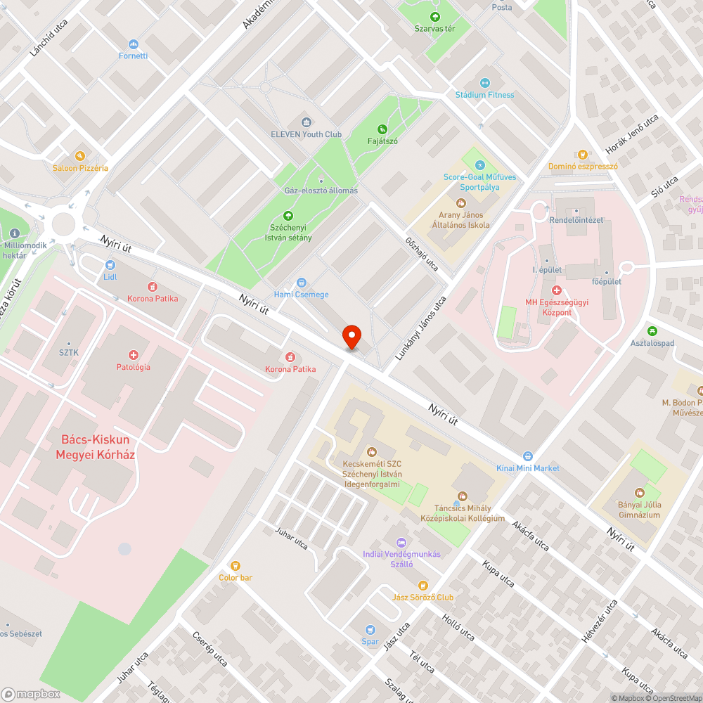 Hetente kiújuló kátyú a Széchenyi iskola zebrájánál bejelentés helye