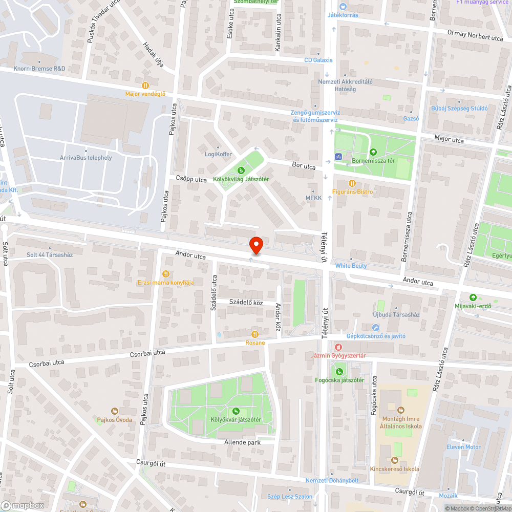 Úthiba bejelentés helye