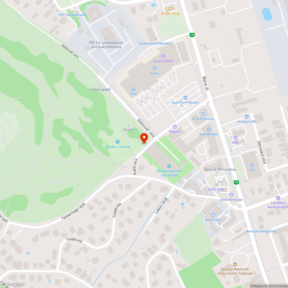 Kubik utca állapota  a Gepárd jégcsarnoknál bejelentés helye