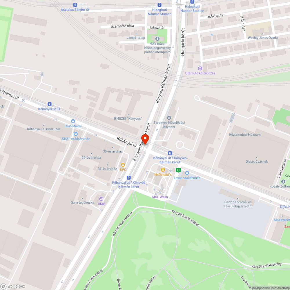 Leszakadt jelzőlámpa és jelzőtábla bejelentés helye