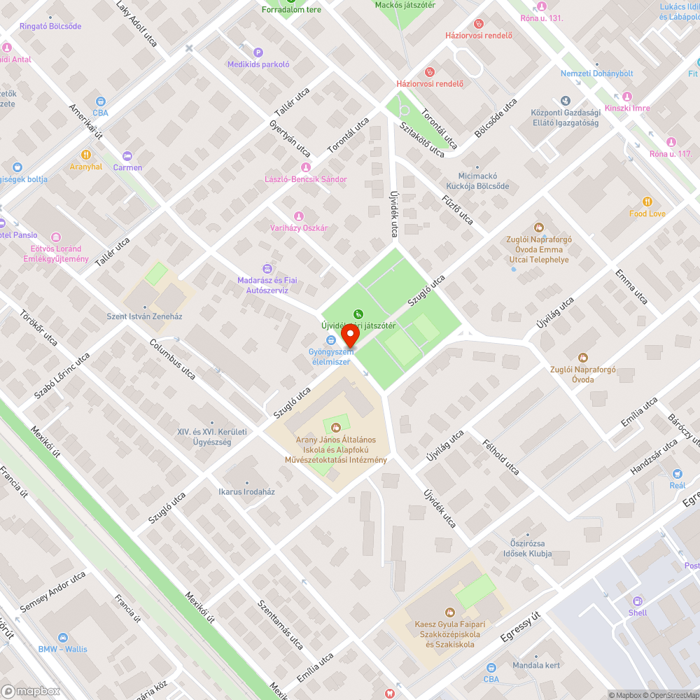 Kátyú a Szugló utca - Amerikai út kereszteződésben bejelentés helye