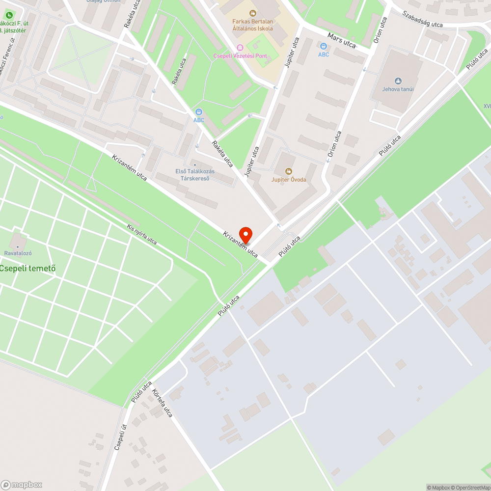 Hiányzó 30-as zóna tábla (XXI. kerület Krizantém utca) bejelentés helye