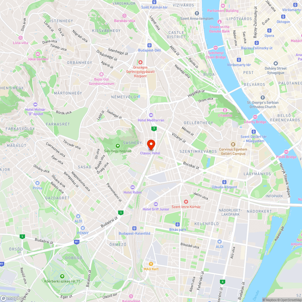 Fehérló utcai kátyú bejelentés helye